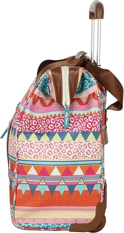 Designer Under the Seat Tote Cabin Luggage Collection - 15 Inch Patterned Carry on Bag For Women - Lightweight Suitcase with 2 Rolling Wheels (Wildwoods)