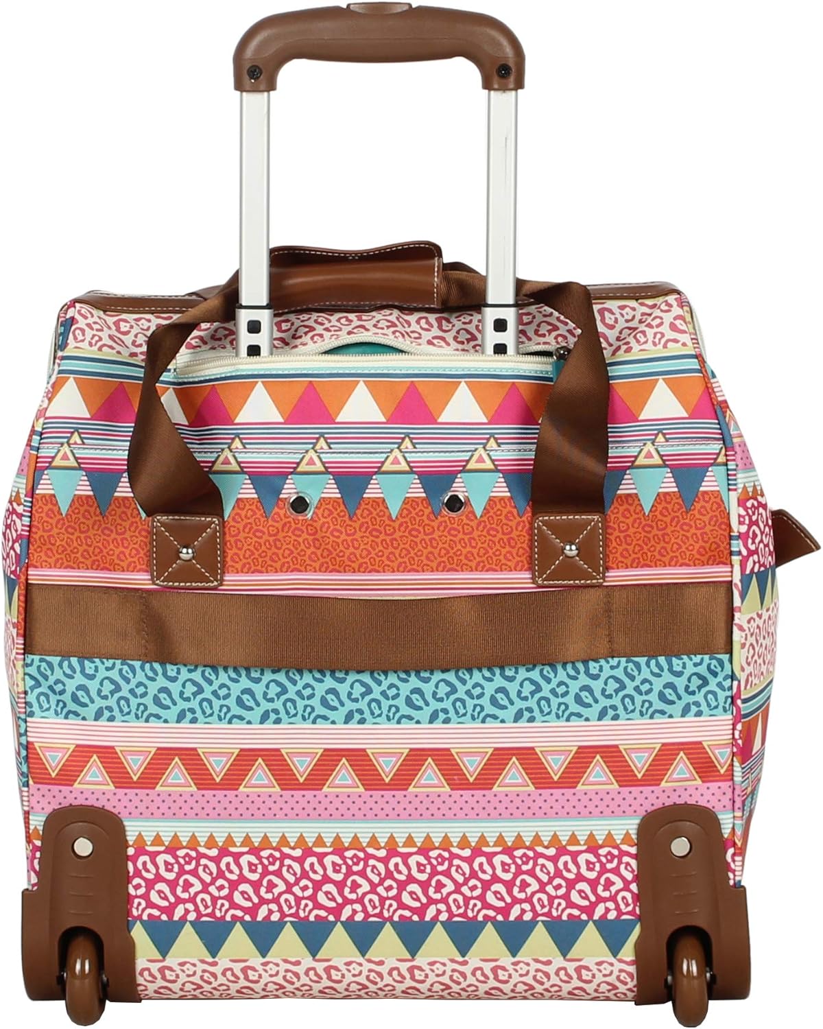 Designer Under the Seat Tote Cabin Luggage Collection - 15 Inch Patterned Carry on Bag For Women - Lightweight Suitcase with 2 Rolling Wheels (Wildwoods)