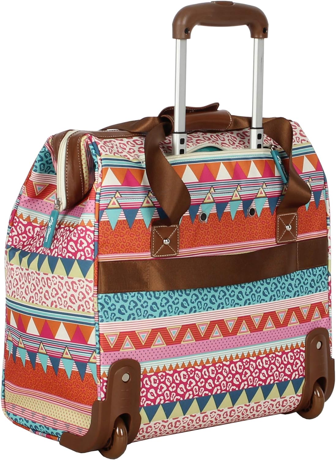 Designer Under the Seat Tote Cabin Luggage Collection - 15 Inch Patterned Carry on Bag For Women - Lightweight Suitcase with 2 Rolling Wheels (Wildwoods)