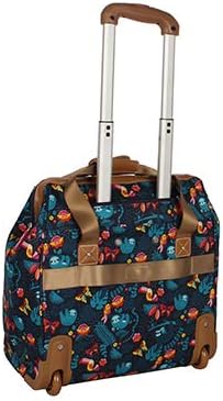 Designer Under the Seat Tote Cabin Luggage Collection - 15 Inch Patterned Carry on Bag For Women - Lightweight Suitcase with 2 Rolling Wheels (Wildwoods)