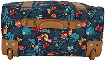 Designer Under the Seat Tote Cabin Luggage Collection - 15 Inch Patterned Carry on Bag For Women - Lightweight Suitcase with 2 Rolling Wheels (Wildwoods)