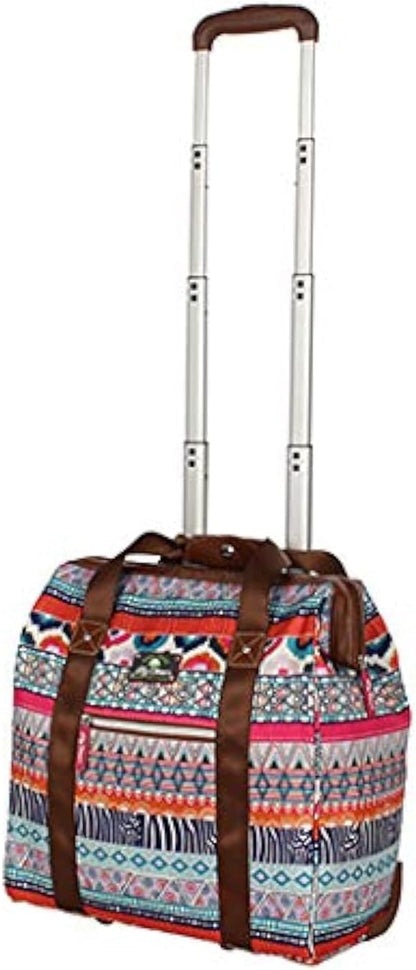 Designer Under the Seat Tote Cabin Luggage Collection - 15 Inch Patterned Carry on Bag For Women - Lightweight Suitcase with 2 Rolling Wheels (Wildwoods)