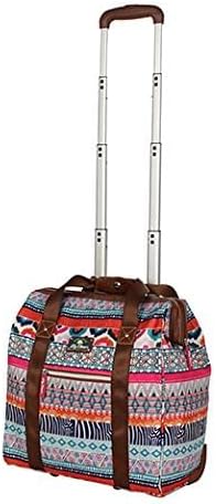 Designer Under the Seat Tote Cabin Luggage Collection - 15 Inch Patterned Carry on Bag For Women - Lightweight Suitcase with 2 Rolling Wheels (Wildwoods)