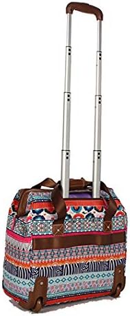 Designer Under the Seat Tote Cabin Luggage Collection - 15 Inch Patterned Carry on Bag For Women - Lightweight Suitcase with 2 Rolling Wheels (Wildwoods)