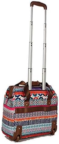 Designer Under the Seat Tote Cabin Luggage Collection - 15 Inch Patterned Carry on Bag For Women - Lightweight Suitcase with 2 Rolling Wheels (Wildwoods)