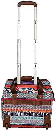 Designer Under the Seat Tote Cabin Luggage Collection - 15 Inch Patterned Carry on Bag For Women - Lightweight Suitcase with 2 Rolling Wheels (Wildwoods)