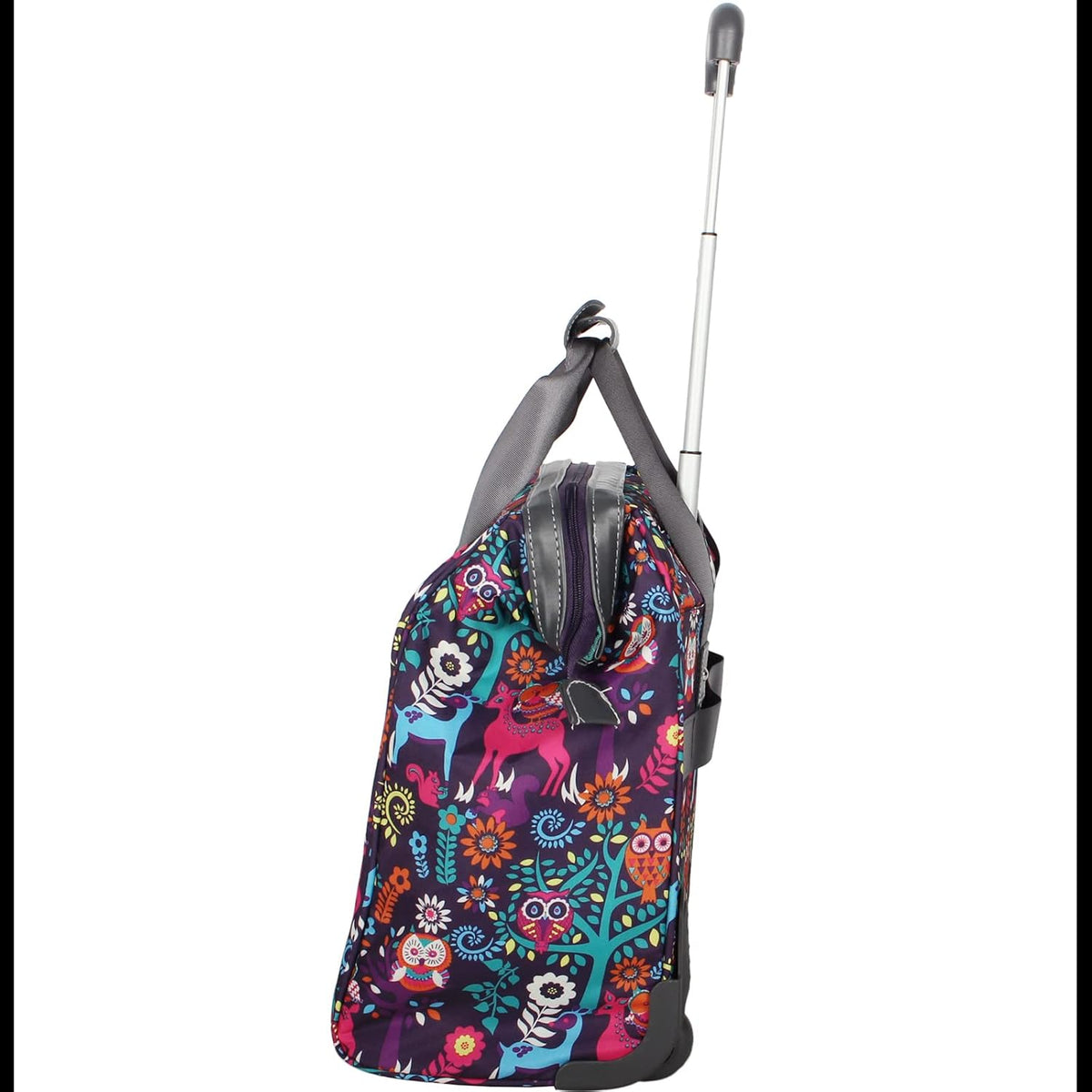 Designer Under the Seat Tote Cabin Luggage Collection - 15 Inch Patterned Carry on Bag For Women - Lightweight Suitcase with 2 Rolling Wheels (Wildwoods)