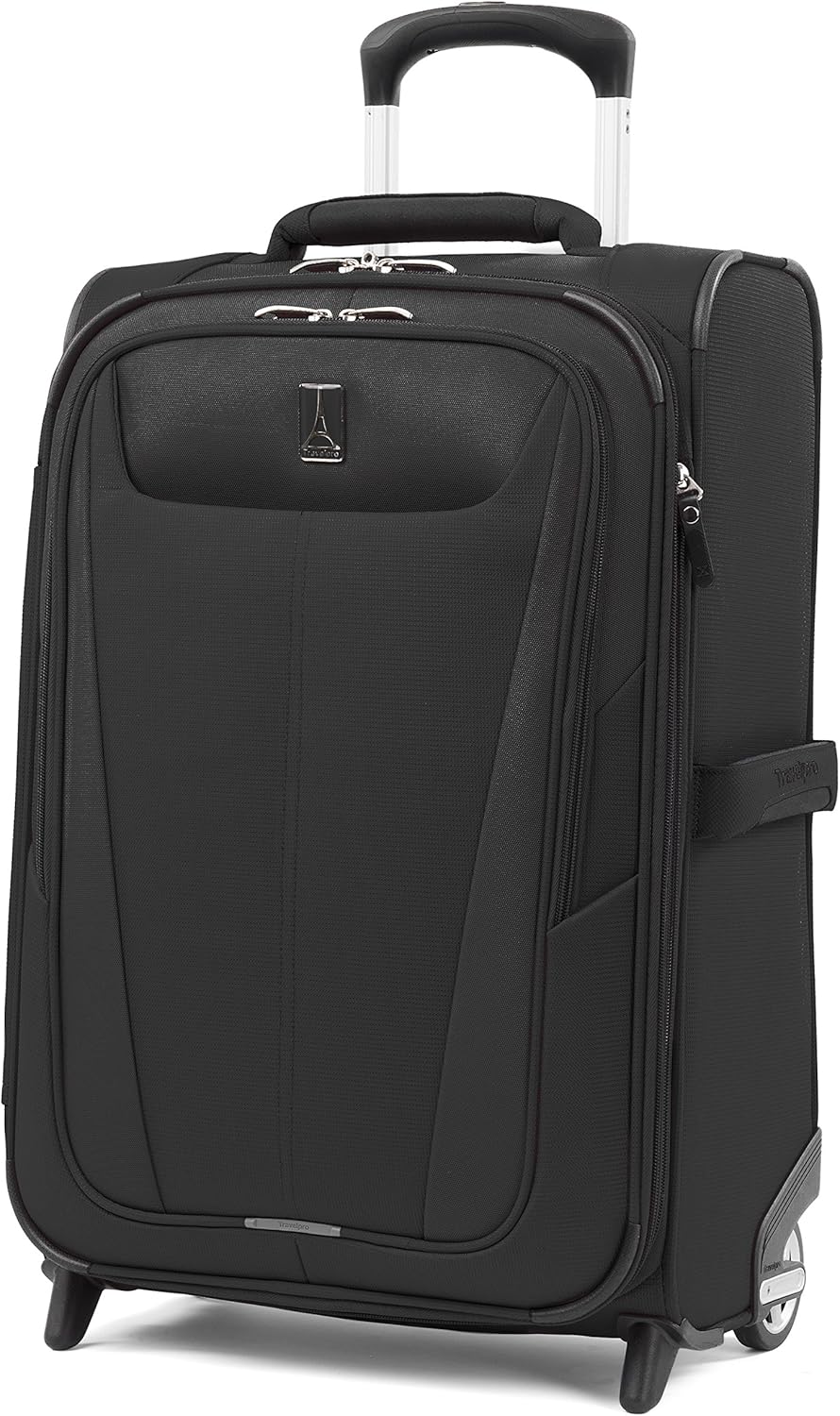 Maxlite 5 Softside 2pc Set Expandable Carry On Upright 2 Wheel Luggage/Soft Underseat Tote, Lightweight Suitcase, Men and Women, Black