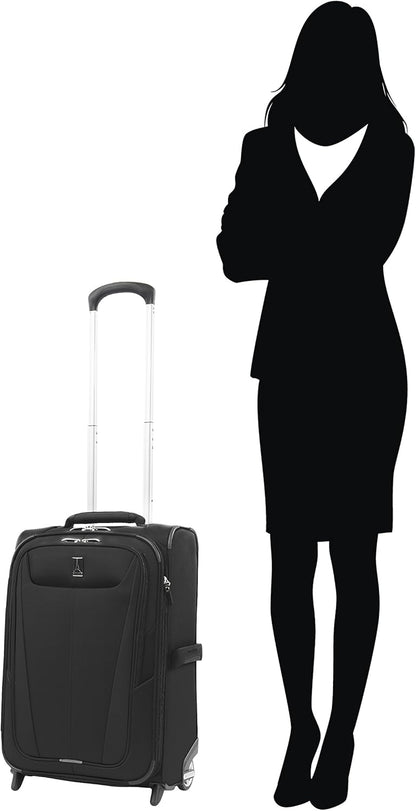 Maxlite 5 Softside 2pc Set Expandable Carry On Upright 2 Wheel Luggage/Soft Underseat Tote, Lightweight Suitcase, Men and Women, Black