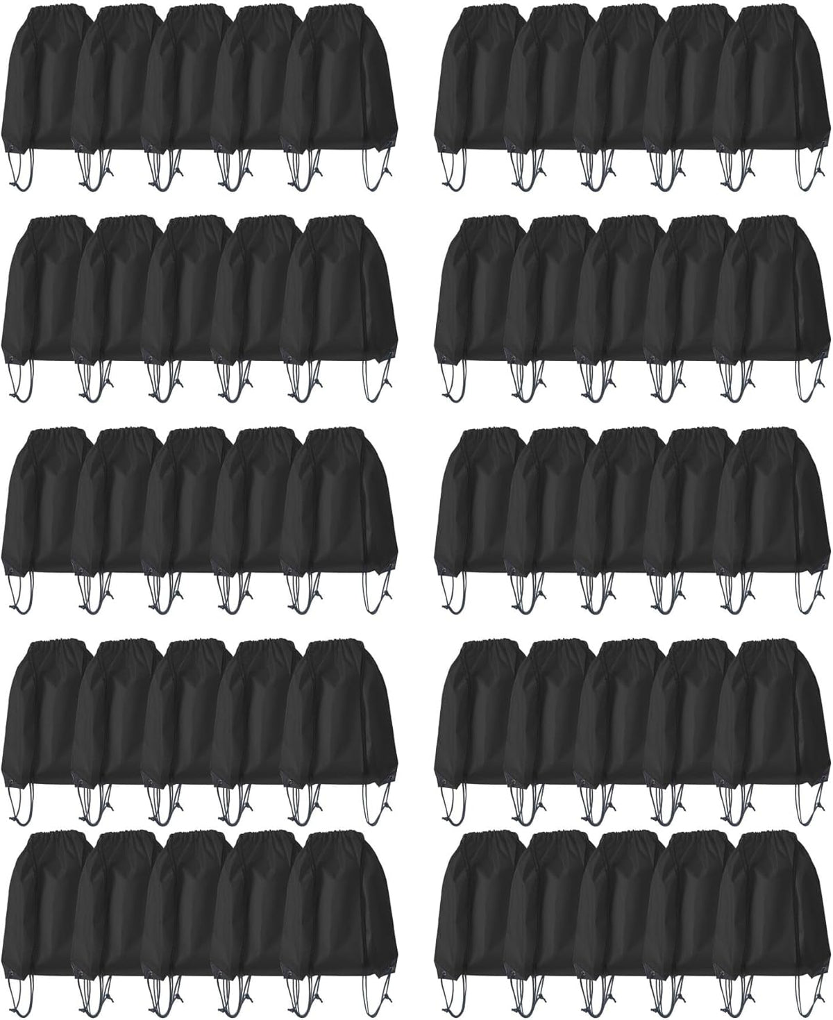 Drawstring Backpack Bulk 50 Packs Draw String Bags for Gym Sports Trip Pedestrianism Cinch Sack DIY for Women Men (black)