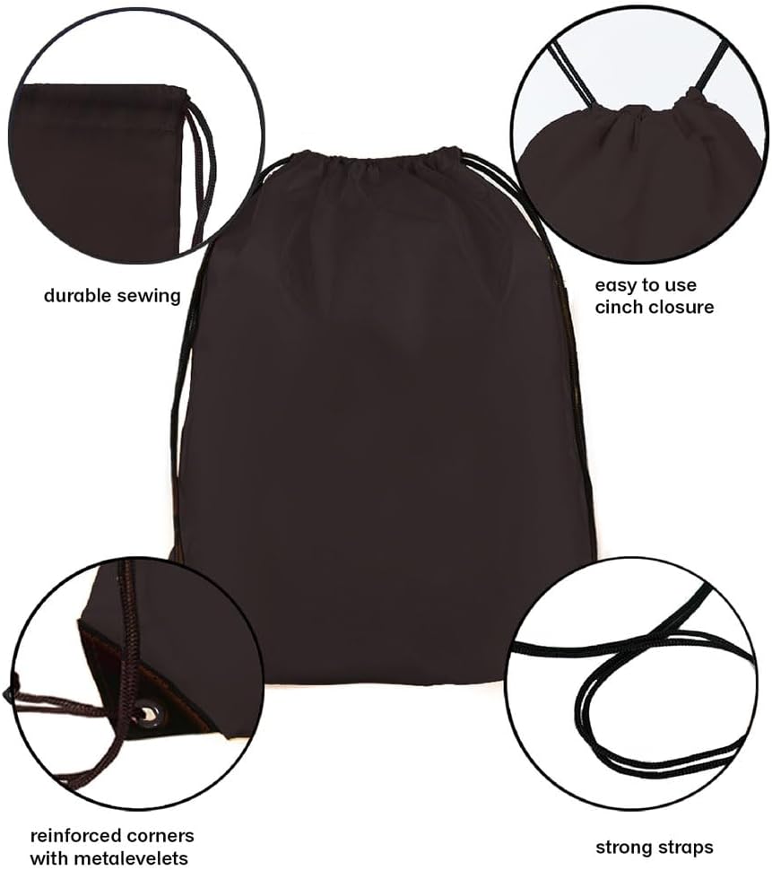 Drawstring Backpack Bulk 50 Packs Draw String Bags for Gym Sports Trip Pedestrianism Cinch Sack DIY for Women Men (black)
