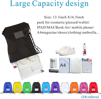 Drawstring Backpack Bulk 50 Packs Draw String Bags for Gym Sports Trip Pedestrianism Cinch Sack DIY for Women Men (black)