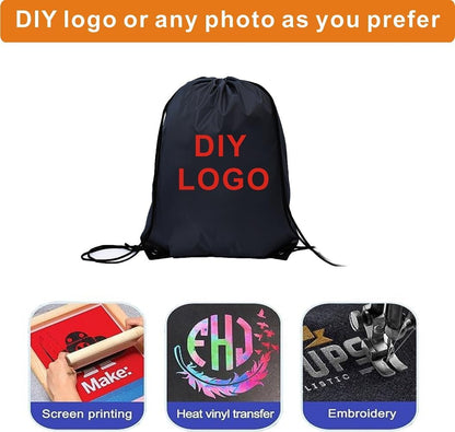 Drawstring Backpack Bulk 50 Packs Draw String Bags for Gym Sports Trip Pedestrianism Cinch Sack DIY for Women Men (black)