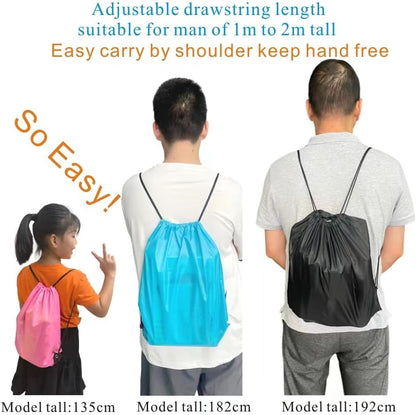 Drawstring Backpack Bulk 50 Packs Draw String Bags for Gym Sports Trip Pedestrianism Cinch Sack DIY for Women Men (black)