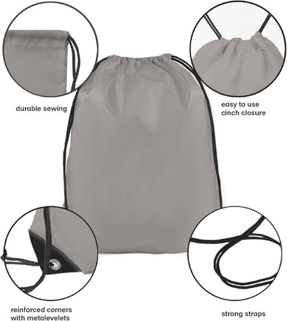 Drawstring Backpack Bulk 50 Packs Draw String Bags for Gym Sports Trip Pedestrianism Cinch Sack DIY for Women Men (black)