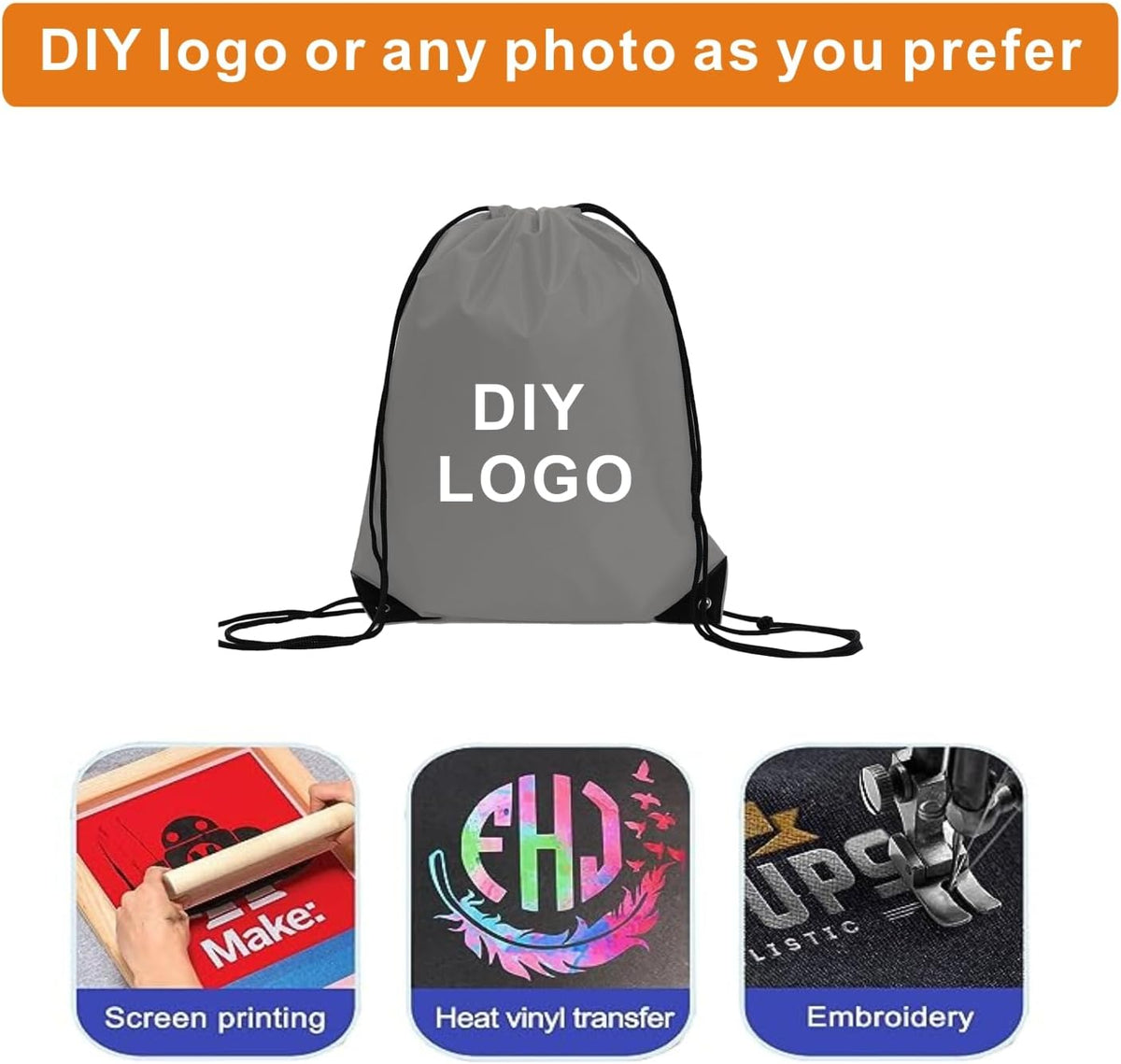 Drawstring Backpack Bulk 50 Packs Draw String Bags for Gym Sports Trip Pedestrianism Cinch Sack DIY for Women Men (black)