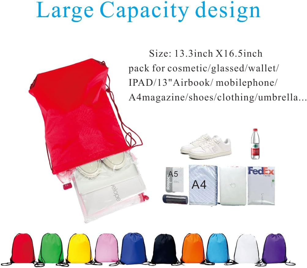 Drawstring Backpack Bulk 50 Packs Draw String Bags for Gym Sports Trip Pedestrianism Cinch Sack DIY for Women Men (black)