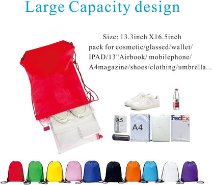 Drawstring Backpack Bulk 50 Packs Draw String Bags for Gym Sports Trip Pedestrianism Cinch Sack DIY for Women Men (black)