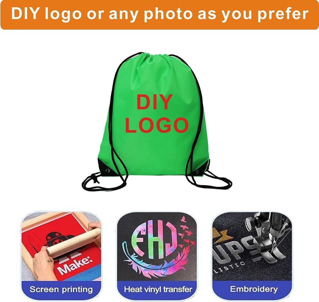 Drawstring Backpack Bulk 50 Packs Draw String Bags for Gym Sports Trip Pedestrianism Cinch Sack DIY for Women Men (black)