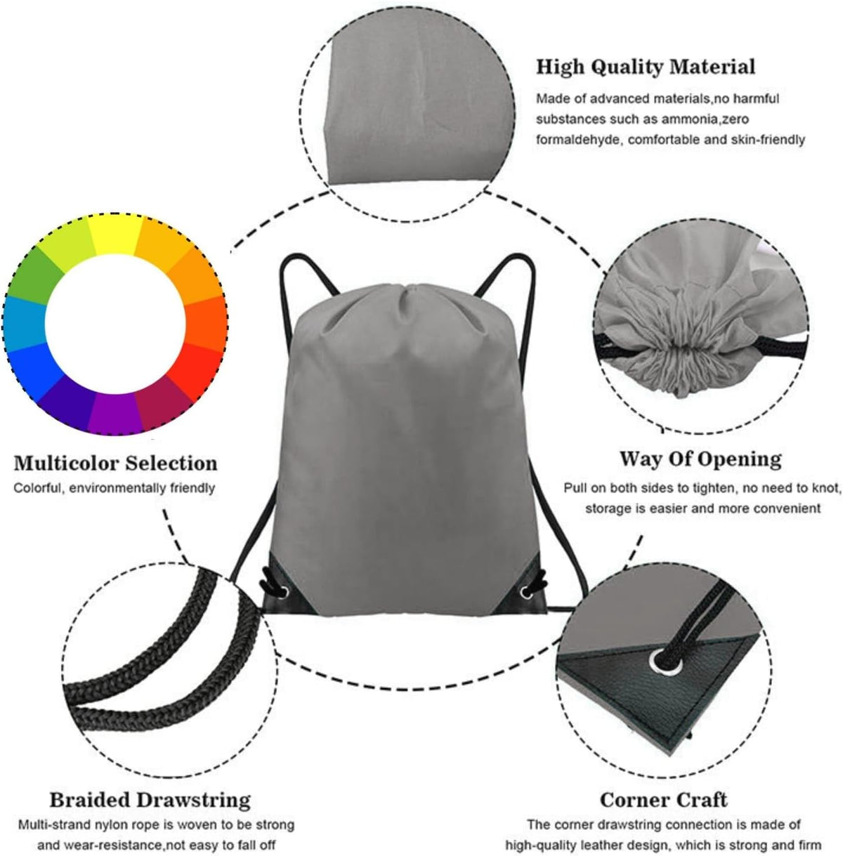 Drawstring Backpack Bulk 50 Packs Draw String Bags for Gym Sports Trip Pedestrianism Cinch Sack DIY for Women Men (black)