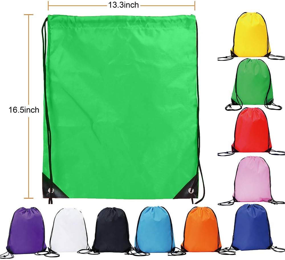 Drawstring Backpack Bulk 50 Packs Draw String Bags for Gym Sports Trip Pedestrianism Cinch Sack DIY for Women Men (black)
