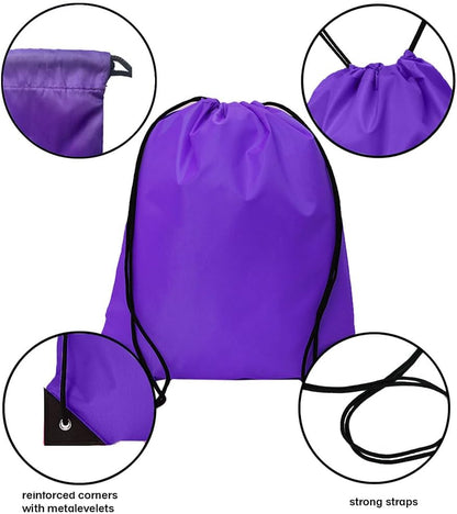 Drawstring Backpack Bulk 50 Packs Draw String Bags for Gym Sports Trip Pedestrianism Cinch Sack DIY for Women Men (black)