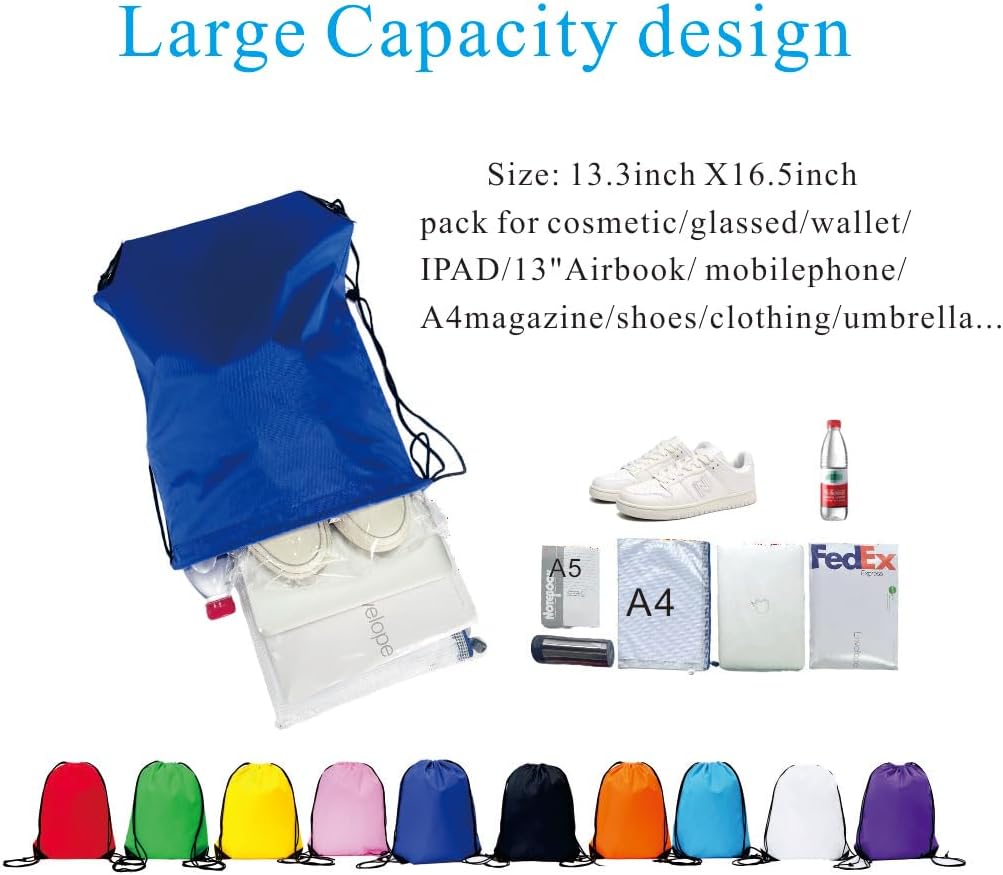 Drawstring Backpack Bulk 50 Packs Draw String Bags for Gym Sports Trip Pedestrianism Cinch Sack DIY for Women Men (black)