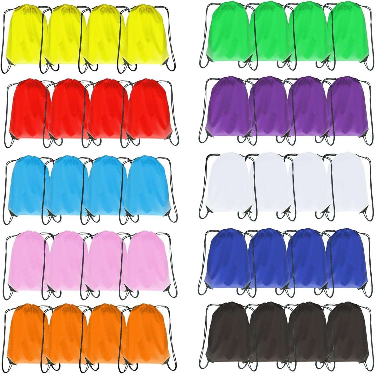 Drawstring Backpack Bulk 50 Packs Draw String Bags for Gym Sports Trip Pedestrianism Cinch Sack DIY for Women Men (black)