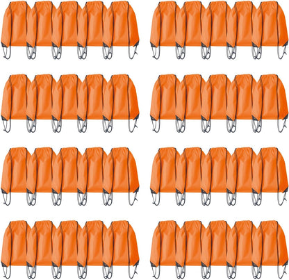 Drawstring Backpack Bulk 50 Packs Draw String Bags for Gym Sports Trip Pedestrianism Cinch Sack DIY for Women Men (black)