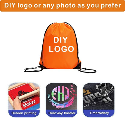 Drawstring Backpack Bulk 50 Packs Draw String Bags for Gym Sports Trip Pedestrianism Cinch Sack DIY for Women Men (black)