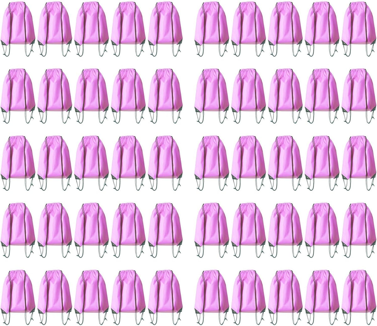 Drawstring Backpack Bulk 50 Packs Draw String Bags for Gym Sports Trip Pedestrianism Cinch Sack DIY for Women Men (black)