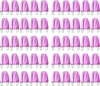Drawstring Backpack Bulk 50 Packs Draw String Bags for Gym Sports Trip Pedestrianism Cinch Sack DIY for Women Men (black)