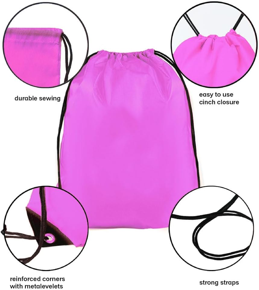 Drawstring Backpack Bulk 50 Packs Draw String Bags for Gym Sports Trip Pedestrianism Cinch Sack DIY for Women Men (black)