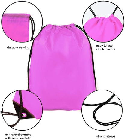 Drawstring Backpack Bulk 50 Packs Draw String Bags for Gym Sports Trip Pedestrianism Cinch Sack DIY for Women Men (black)