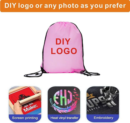 Drawstring Backpack Bulk 50 Packs Draw String Bags for Gym Sports Trip Pedestrianism Cinch Sack DIY for Women Men (black)