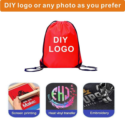 Drawstring Backpack Bulk 50 Packs Draw String Bags for Gym Sports Trip Pedestrianism Cinch Sack DIY for Women Men (black)
