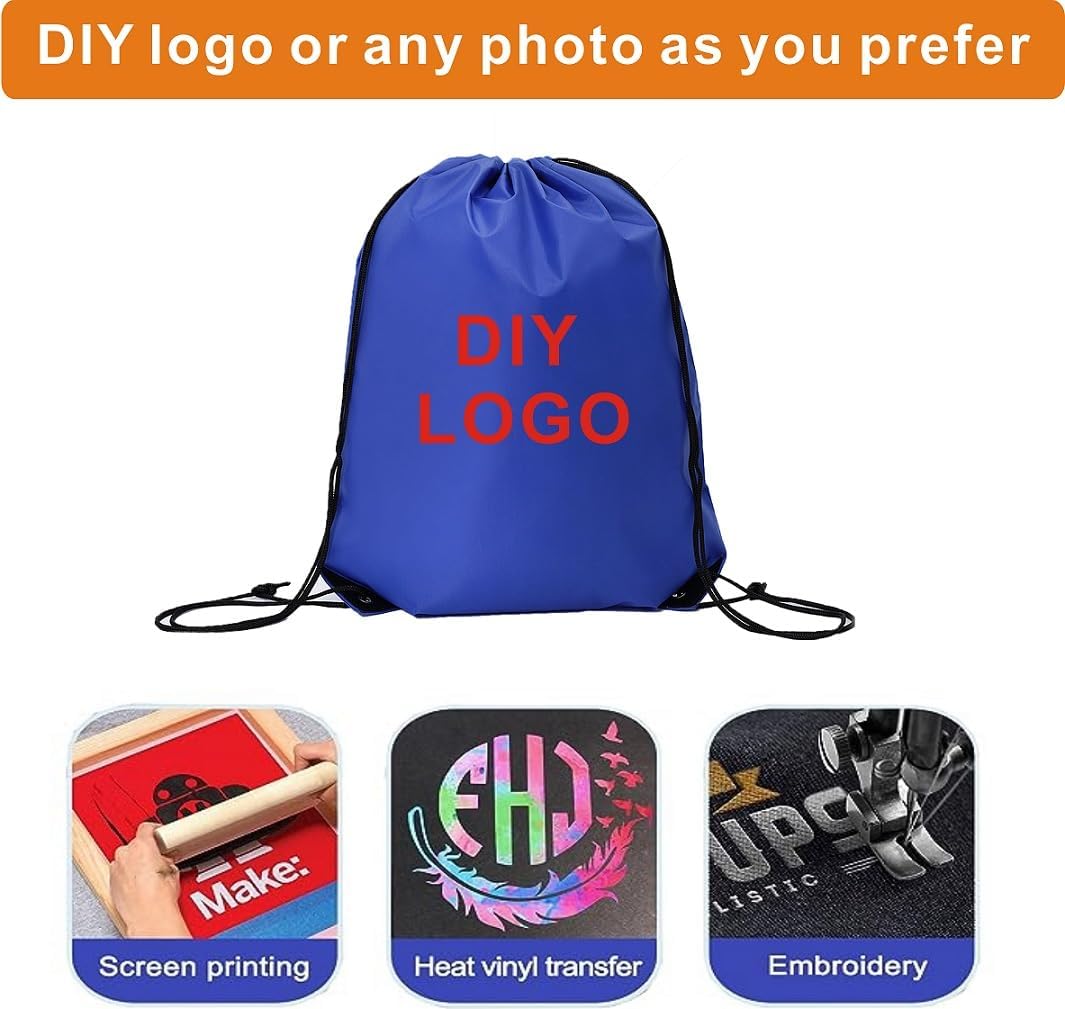 Drawstring Backpack Bulk 50 Packs Draw String Bags for Gym Sports Trip Pedestrianism Cinch Sack DIY for Women Men (black)