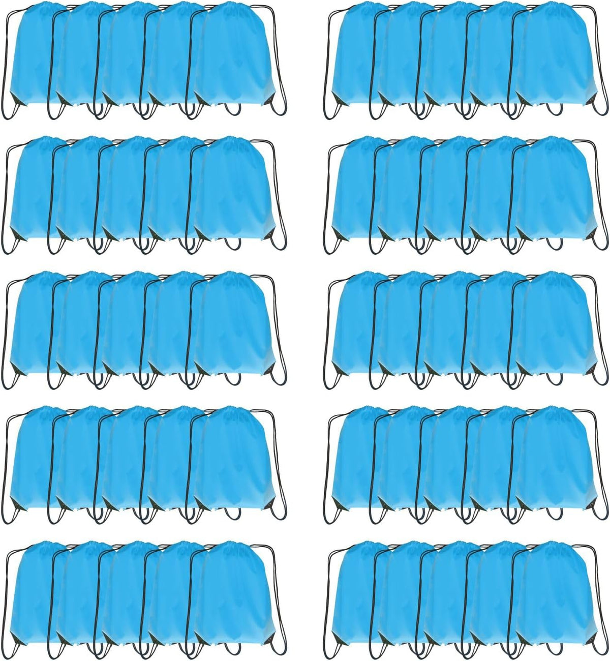 Drawstring Backpack Bulk 50 Packs Draw String Bags for Gym Sports Trip Pedestrianism Cinch Sack DIY for Women Men (black)