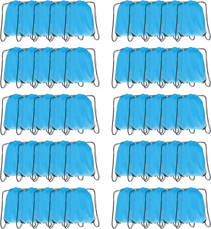 Drawstring Backpack Bulk 50 Packs Draw String Bags for Gym Sports Trip Pedestrianism Cinch Sack DIY for Women Men (black)
