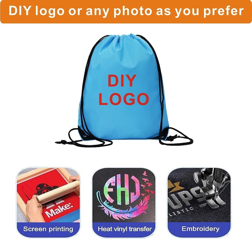 Drawstring Backpack Bulk 50 Packs Draw String Bags for Gym Sports Trip Pedestrianism Cinch Sack DIY for Women Men (black)