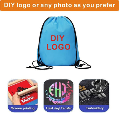 Drawstring Backpack Bulk 50 Packs Draw String Bags for Gym Sports Trip Pedestrianism Cinch Sack DIY for Women Men (black)