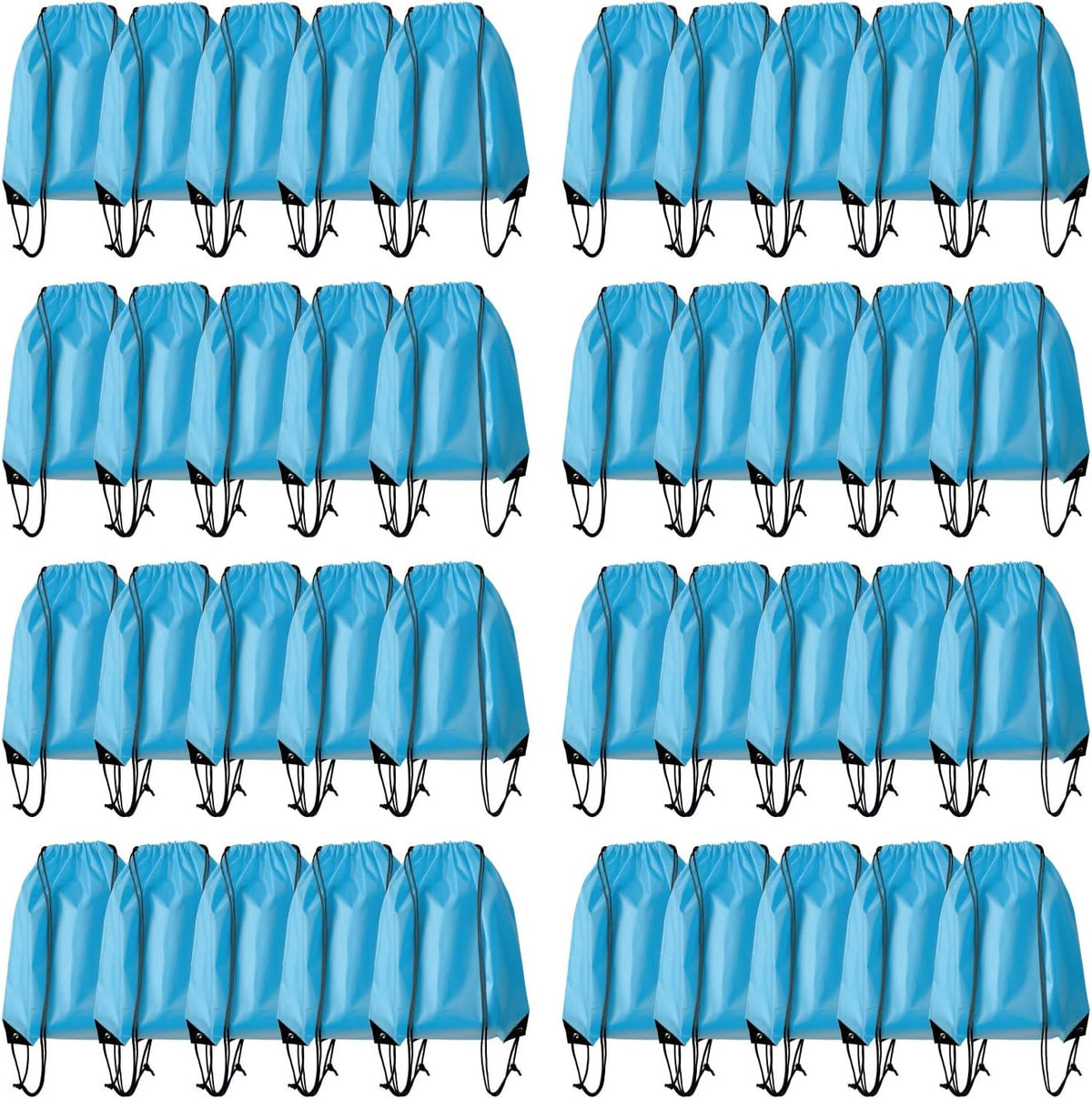 Drawstring Backpack Bulk 50 Packs Draw String Bags for Gym Sports Trip Pedestrianism Cinch Sack DIY for Women Men (black)