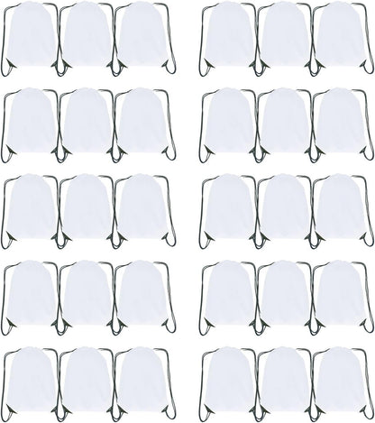 Drawstring Backpack Bulk 50 Packs Draw String Bags for Gym Sports Trip Pedestrianism Cinch Sack DIY for Women Men (black)