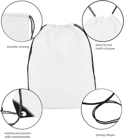 Drawstring Backpack Bulk 50 Packs Draw String Bags for Gym Sports Trip Pedestrianism Cinch Sack DIY for Women Men (black)