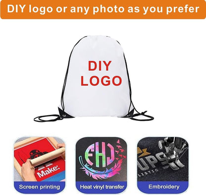 Drawstring Backpack Bulk 50 Packs Draw String Bags for Gym Sports Trip Pedestrianism Cinch Sack DIY for Women Men (black)
