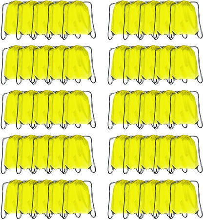 Drawstring Backpack Bulk 50 Packs Draw String Bags for Gym Sports Trip Pedestrianism Cinch Sack DIY for Women Men (black)