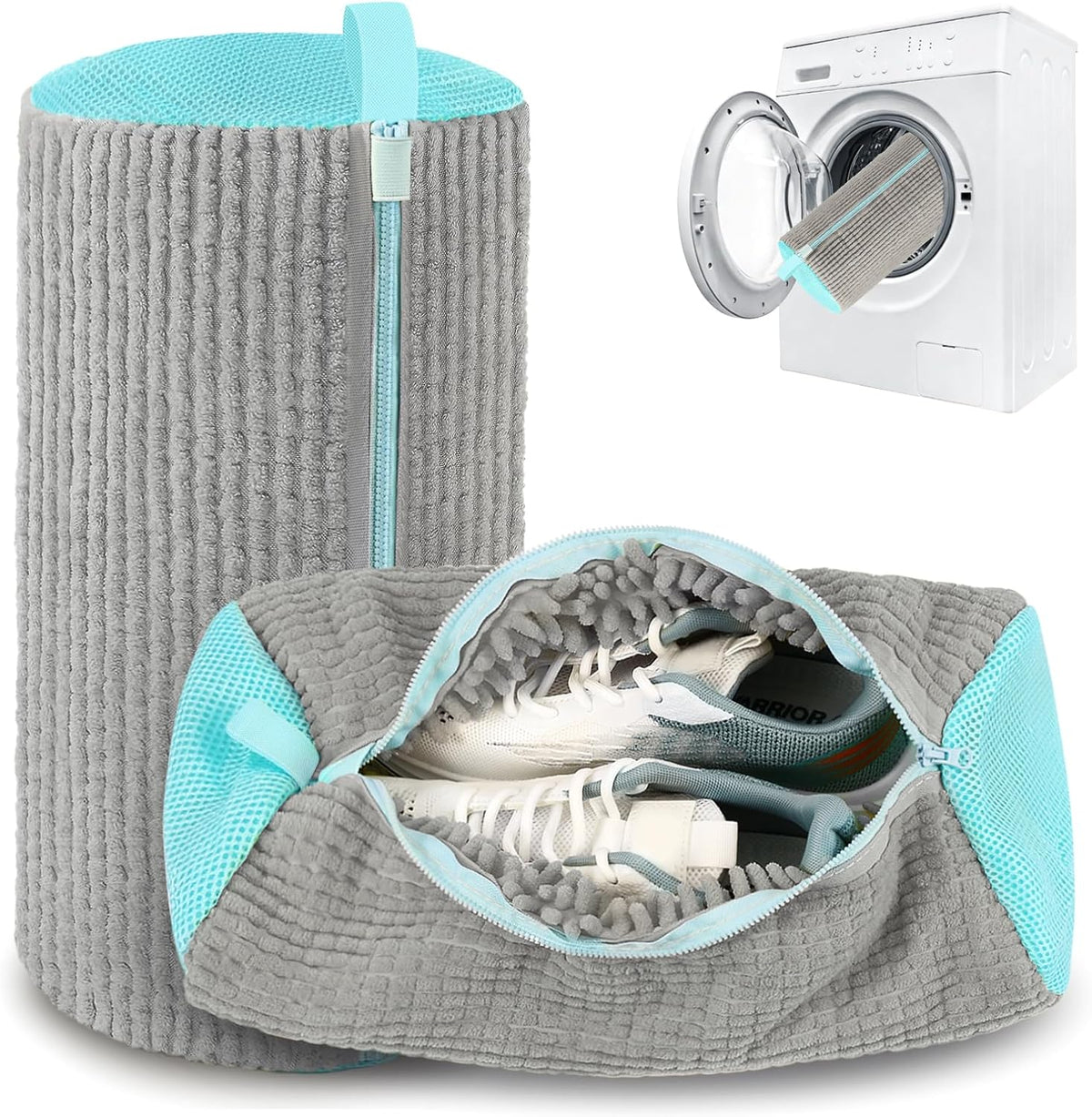 2 Pack Shoe Washing Machine Bag, Laundry Shoe Bag for Washer and Dryer, Reusable Shoe Cleaning Bag for Sneakers and All Shoes Types with Self-Locking Zipper (Yellow)