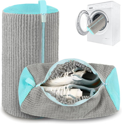 2 Pack Shoe Washing Machine Bag, Laundry Shoe Bag for Washer and Dryer, Reusable Shoe Cleaning Bag for Sneakers and All Shoes Types with Self-Locking Zipper (Yellow)