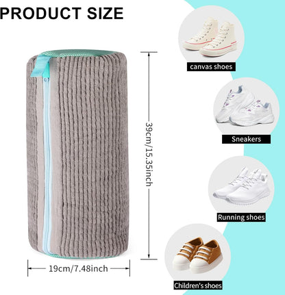 2 Pack Shoe Washing Machine Bag, Laundry Shoe Bag for Washer and Dryer, Reusable Shoe Cleaning Bag for Sneakers and All Shoes Types with Self-Locking Zipper (Yellow)
