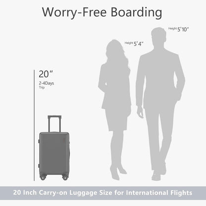 20 Inch Carry-on Luggage Airline Approved with TSA Lock | 22x14x9 Hard Shell Small Rolling Travel Carry on Suitcase with 4 Silent Spinner Wheels for Business Trip, Holiday, Women, Men